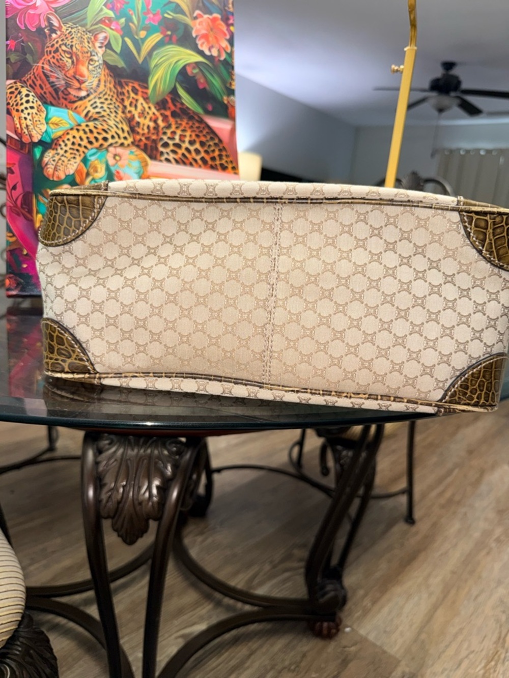 Celine RARE Beige & Brown Monogram Croc embossed Boogie Satchel - Picture 6 of 9